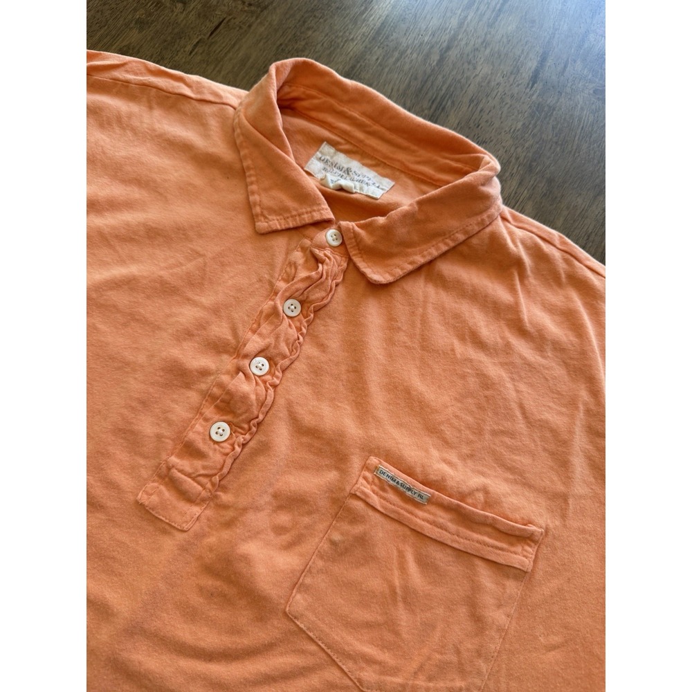 Denim & Supply Ralph Lauren Mens Polo Shirt Size XXL 2XL Orange Cotton Pocket